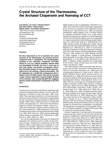 Crystal Structure of the Thermosome, the Archaeal Chaperonin and ...