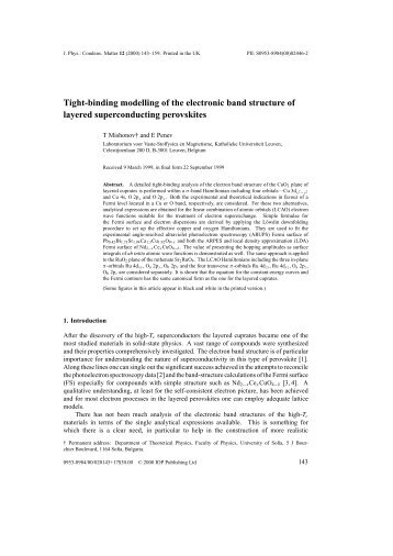 Tight-binding modelling of the electronic band structure of layered ...
