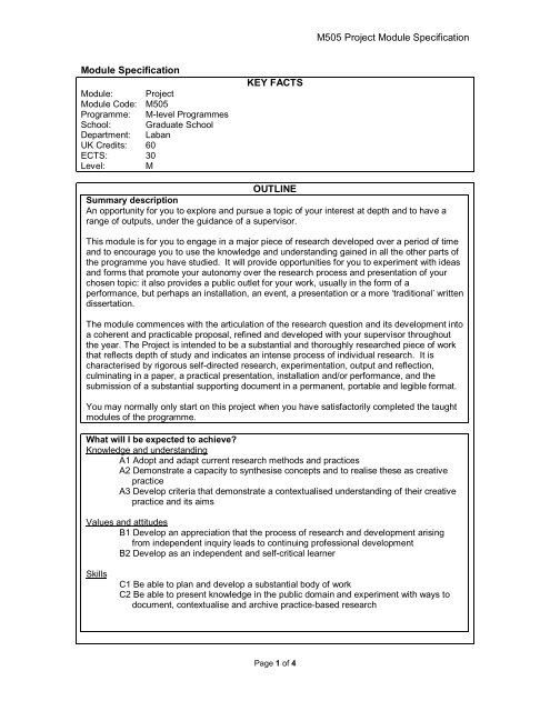 Programme Specification Template [only populated fields ... - Laban