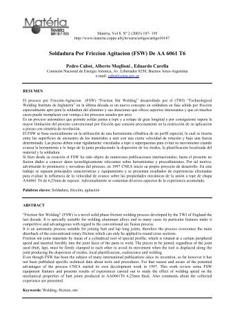 Soldadura Por Friccion Agitacion (FSW) De AA 6061 T6 - UFRJ