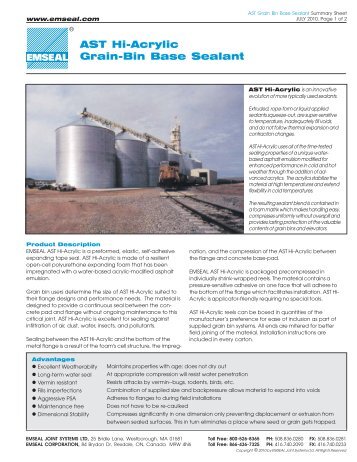 AST Hi-Acrylic Grain-Bin Base Sealant - Emseal