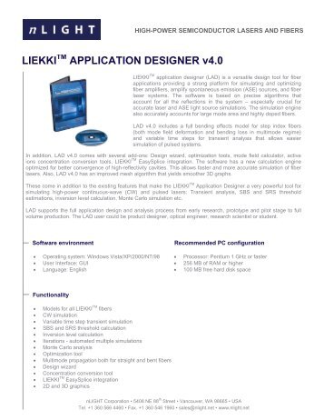 LIEKKI APPLICATION DESIGNER v4.0 - Laser Lines Ltd.