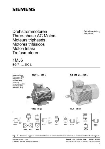 Drehstrommotoren Three-phase AC Motors Moteurs ... - Siemens