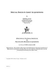 SPECIAL ISSUES IN ASSET ACQUISITIONS - Jackson Walker LLP