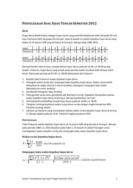 ST Penyelesaian Soal UTS 2012 - istiarto