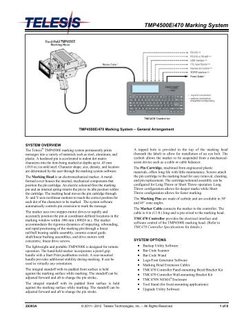 tmp4500e/470 specification data sheet - Telesis Technologies, Inc.