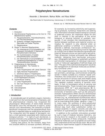 Polyphenylene Nanostructures - Cluster for Molecular Chemistry