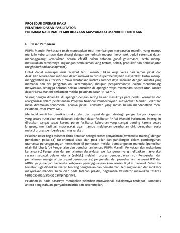 prosedur operasi baku pelatihan dasar fasilitator program ... - P2KP