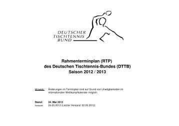 (DTTB) Rahmenterminplan - Deutscher Tischtennisbund DTTB