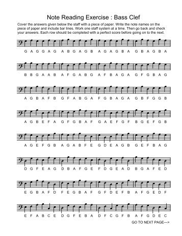 Note Reading Exercise : Bass Clef