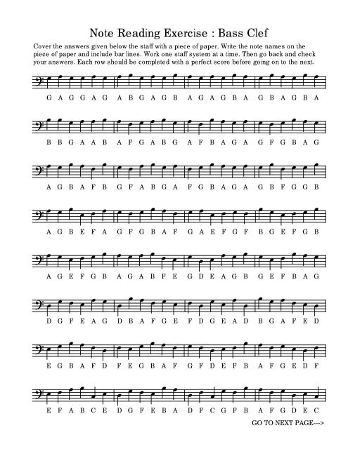 Note Reading Exercise : Bass Clef