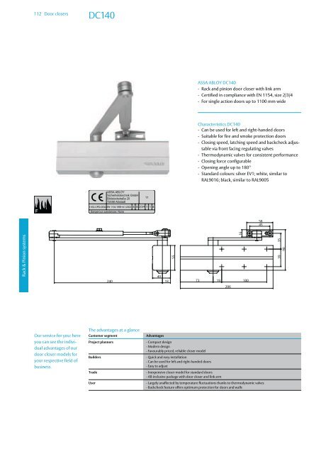 Door closers Technical information - ASSA ABLOY