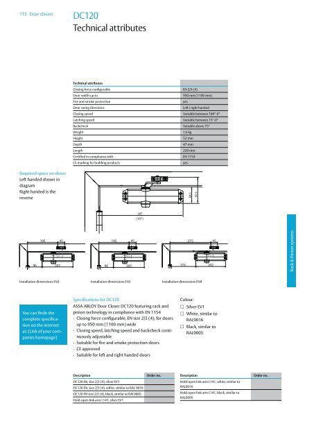 Door closers Technical information - ASSA ABLOY