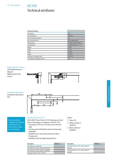 Door closers Technical information - ASSA ABLOY