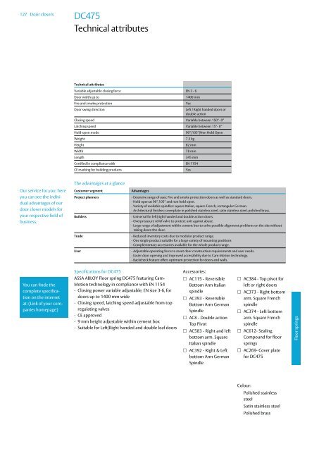 Door closers Technical information - ASSA ABLOY