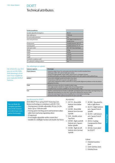 Door closers Technical information - ASSA ABLOY