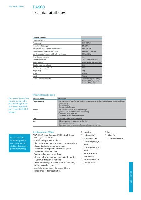 Door closers Technical information - ASSA ABLOY