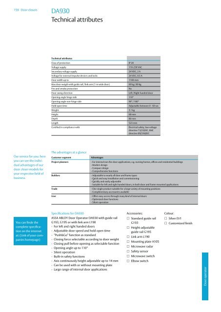 Door closers Technical information - ASSA ABLOY