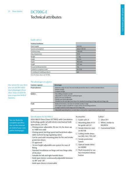 Door closers Technical information - ASSA ABLOY