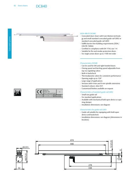 Door closers Technical information - ASSA ABLOY