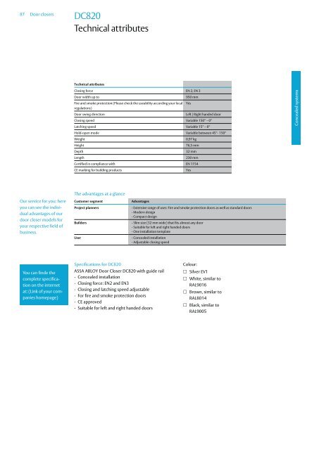 Door closers Technical information - ASSA ABLOY