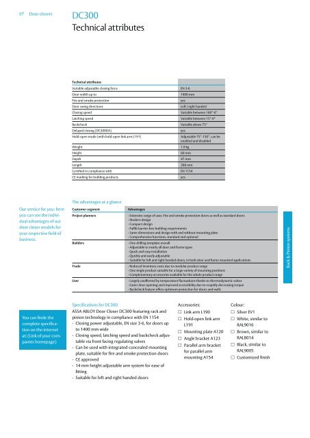 Door closers Technical information - ASSA ABLOY