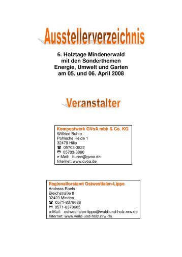 6. Holztage Mindenerwald Mit Den Sonderthemen Energie, Umwelt