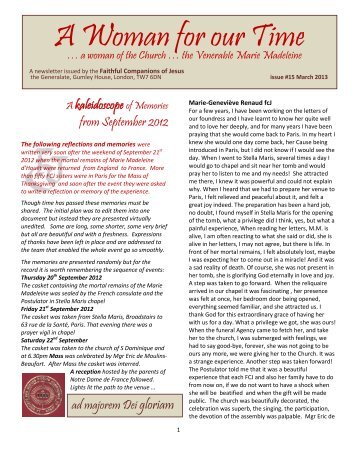 FCJ Marie Madeleine newsletter - St. John's International School