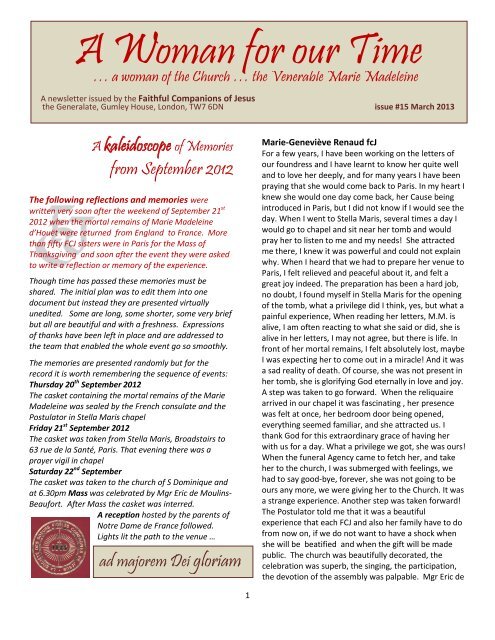 FCJ Marie Madeleine newsletter - St. John's International School