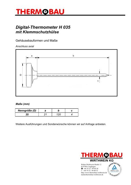 Digital- Thermometer H 035 mit Klemmschutzhülse