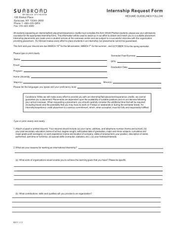 Internship Request Form - SU Abroad