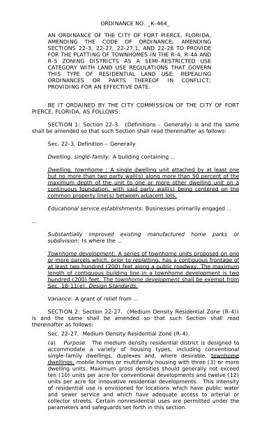 amending sections 22-3 - City of Fort Pierce