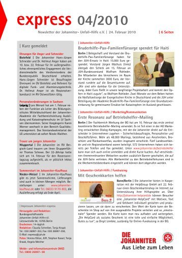 express 04/2010 – Newsletter der Johanniter-Unfall-Hilfe eV