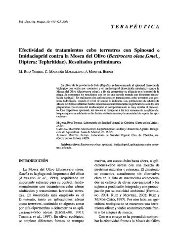 Efectividad de tratamientos cebo terrestres con Spinosad e ...