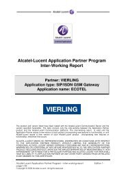 Alcatel-Lucent Application Partner Program Inter-Working ... - teles