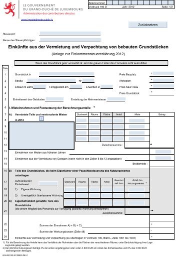 Vordruck 190 - Administration des contributions directes