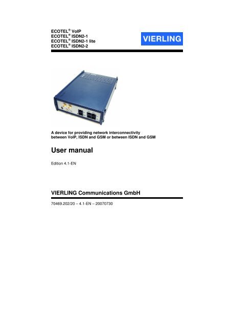 User manual - teles