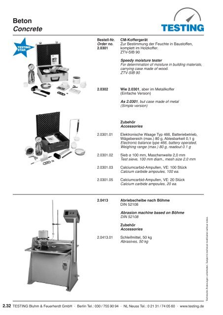 Beton Concrete - Testing Equipment for Construction Materials