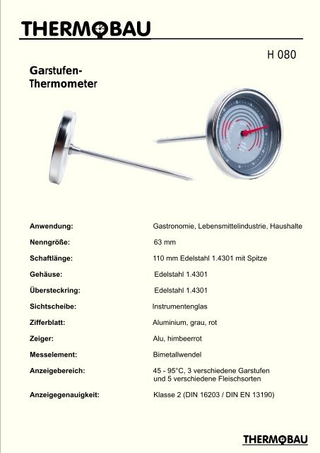 Garstufen- Thermometer - Thermobau Wirthwein