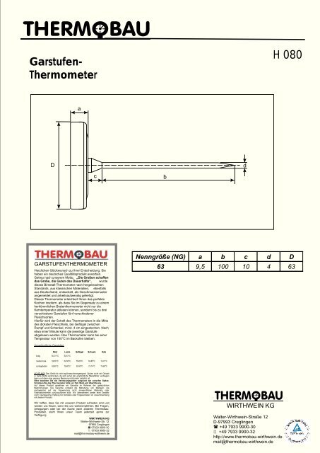 Garstufen- Thermometer - Thermobau Wirthwein