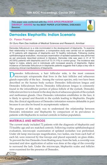 Demodex Blepharitis: Indian Scenario - aioseducation