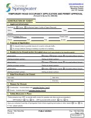 Temporary Road Occupancy Application & Permit - Township of ...