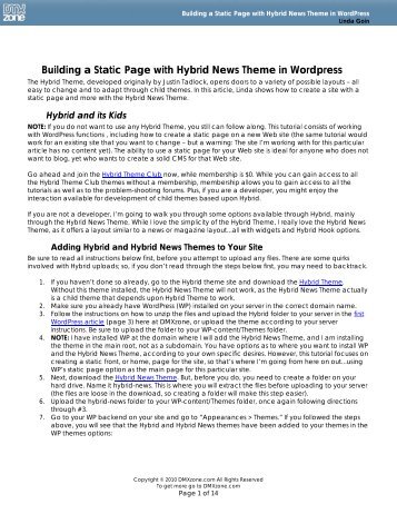 Building a Static Page with Hybrid News Theme in ... - DMXzone.COM