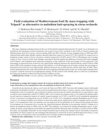 Field evaluation of Mediterranean fruit fly mass trapping with ... - Inia