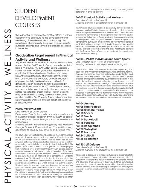 Course Catalog - North Carolina School of Science and Mathematics