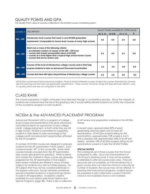 Course Catalog - North Carolina School of Science and Mathematics