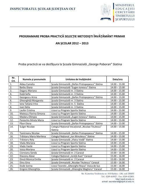 PROGRAMARE INTERVIU METODISTI 2012 - 2013.pdf - ISJ Olt
