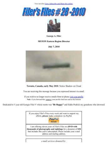 George A. Filer MUFON Eastern Region Director July 7 ... - ListRocket