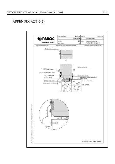 CERTIFICATE No 163/01 NAME OF PRODUCT ... - Paroc.com