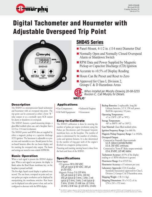 Digital Tachometer and Hourmeter with Adjustable ... - Murphy